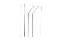 EVERYSTRAW 4 Stainless Steel Straws Bent & Straight with Cleaning Brush - 8" Length x 1/8" Wide