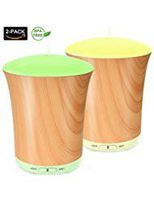 Pemukiten 200ml Essential Oil Diffuser,Ultrasonic Aromatherapy Diffusers Cool Mist Humidifier with Adjustable Mist Mode,Waterless Auto Shut-Off and 8 Colors LED lights Changing for Bedroom(Wood Grain)