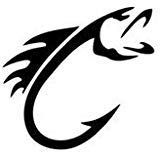32 & Willys Fish Hook with Fish PREMIUM Decal 5 inch WHITE | Fishing | Hunting | Hook | Trout | Bass | Antler | car truck van laptop macbook bumper sticker