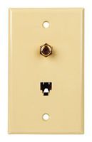 Monster Cable Phone/Coax Combo Wall Plate 4 Conductor Ivory Carded