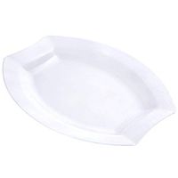 Tableclothsfactory 50 Pcs - Clear 10.5" Crescent Oval Shaped Disposable Plastic Plate