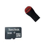 Sandisk 4GB 4G Micro SDHC Class 4 TF Memory Card with Micro SD Card Reader - Bulk Packed