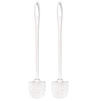 Topsky White Soft Bristle Long Handle Eco Plastic Toilet Brush Cleaner (2 Pack longer)