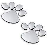 2 Pair Credible Unique 3D Pets Paw Car Sticker Dog Foot Prints Truck Decor Animal Decal Cars Bumper Patches Decals Laptop Macbook Luggage Hoverboard Bike Graphics Window Wall Stickers Colors Silver