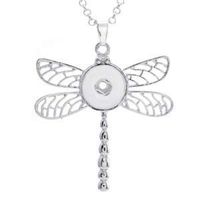 Dragonfly Charm Alloy Pendant Necklace Fit 18mm Noosa Snap Button N181