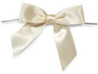 6ct. Pre-Tied Ivory 3" Satin Gift Bows Wire Ties Ready-to-Use 7/8" Ribbon