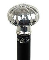 Silver Plated Pumpkin Knob Handle Walking Stick with Black Beechwood Shaft