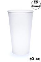 Extra Large 20oz White Paper Coffee Cups - (25 Count) by EcoQuality - Disposable Paper Coffee Cups - Hot Drink, Tea, Coffee, Cappuccino, Hot Chocolate, Chai, Chai Latte, Office, Travel, Recyclable
