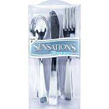 Club Pack of 288 Shiny Metallic Silver Party Plastic Cutlery Assortment