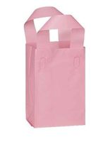 Frosted Plastic Shopper Gift Bags with Handle (5"x3"x7") (Pink, 50)