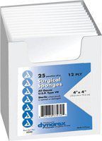 4" X 4" 12 Ply Gauze Sponges, 50 Per Box