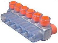 Morris Products 97400 Multi-Cable Connector, Insulated, Dual Entry, Clear, 6 Ports, 250 - 6 Wire Range