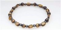Tiger Eye & Black Magnetic Therapy Stretch Anklet (Size Large - 10")