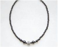 Silver Crystal Ball Magnetic Therapy Necklace 18"