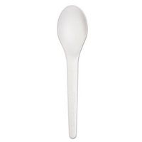 "Plantware Renewable & Compostable Spoon - 6"", 50/pk, 20 Pk/Ct"