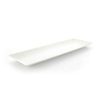 Bio 'n' Chic White Rectangular Sugarcane Plate (Case of 100), PacknWood - Small White Paper Plates (3.5" x 10.6") 210BCHIC279