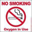 No Smoking, Oxygen In Use Label - 5 PACK