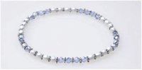 Blue Crystal and Silver Magnetic Therapy Stretch Anklet (Size Large - 10")
