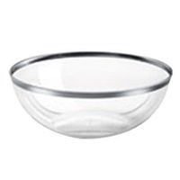 Sabert Mozaik Round Heavy Weight Plastic Bowl Clear with Silver Rimmed, 410 ml | 8/Case