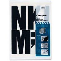 Chartpak 01184 Press-On Vinyl Uppercase Letters, Self Adhesive, Black, 6-Inch h, 38/Pack