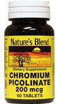 Nature's Blend Chromium Picolinate 200 mcg 60 Capsules
