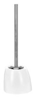 Kleine Wolke Ethno Contemporary Stoneware Toilet Brush Holder 15.35" t X 5.39" w (White)