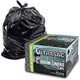 Aluf Plastics Heavy Duty55 Gallon Trash Bags-(Large 50 Pack /w Ties -2MIL Industrial Strength Plastic Drum Liners38'x58'Professional Black Garbage Bags for Construction, Contractors,Leaf,Yard-796695- 2 set