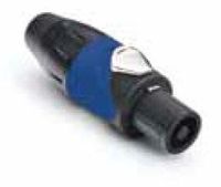 Amphenol Audio SP-4-F Loudspeaker Cable Connector, 4 Pole, Thermoplastic Black Shell, Blue Sleeve