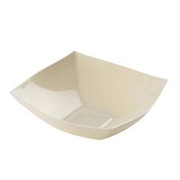 BalsaCircle 12 pcs 32 oz Ivory Plastic Square Bowls - Disposable Wedding Party Catering Tableware
