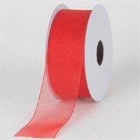 Sheer Organza Ribbon 25 Yard 5/8 Wide 24 Assorted Colors! Great for Favors Gifts (Red)