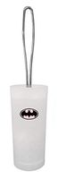 The Furniture Cove White Frosted Toilet Brush and Holder Featuring Your Favorite Superhero Novelty Theme Decal (Bat Girl Pink and Black)