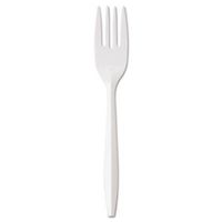 Medium-Weight Cutlery, Fork, White, 1000/Carton (8 Cartons)