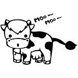 Cow Moo - Cartoon Decal Vinyl Removable Decorative Sticker for Wall, Car, Ipad, Macbook, Laptop, Bike, Helmet, Small Appliances, Music Instruments, Motorcycle, Suitcase