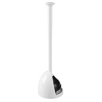 mDesign Plastic Toilet Bowl Plunger Set - with Drip Tray, Compact Discreet Freestanding Bathroom Storage Organization Caddy with Base, Sleek Modern Design - Heavy Duty - White