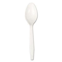 Full-Length Polystyrene Cutlery, Teaspoon, White, 1000/Carton