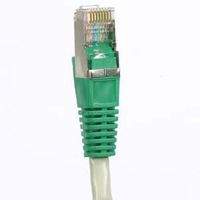 InstallerParts 1 Ft Cat 5E Shielded Crossover Cable Gray Wire/Green Boot - Professional Series - 50 Micron Gold Plated RJ45 Connectors - Ethernet Data Network