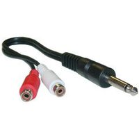 PcConnectTM Mono to RCA Adapter, 1/4 Mono Male / 2 RCA Female, 6in Y-Cable