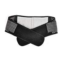 YOMIUP Portable Adjustable Elastic Infrared Self-Heating Magnetic Therapy Back Waist Support Lumbar Brace Belt Double Pull Strap Lower Pain Massager - Size XL (Black) (Size XL)