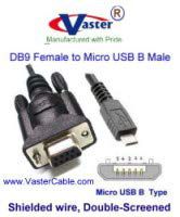 Vaster Micro USB B Connector to DB9 Female Data Cable, 1 M
