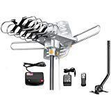 Vision Antenna TV Antenna Outdoor Amplified - Motorized 360 Degree Rotation - Digital HDTV Antenna - 150 Miles Range - Wireless Remote (With Mount Pole)