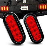 Nilight TL-01 6" Oval Red LED Tail 2PCS w/Surface Mount Grommets Plugs IP67 Waterproof Stop Brake Turn Trailer Lights for RV Truck Jeep, 2 Years Warranty