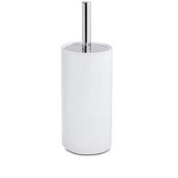 Harbour Housewares Bathroom Toilet Brush & Holder Set - White Ceramic/Metal Handle