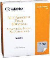 RELIAMED 4X4 FOAM DRESSING W/FILM BACKING,10/BOX