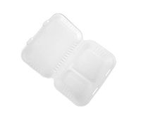 Sugarcane Bagasse Clamshell-Naturally Organic Eco-Friendly Biodegradable&Compostable, Paper&Plastic Alternative 9 inch-2 Compartment Lunch Hinged Container(125)