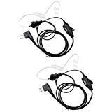 Xfox M2PE2202 FBI Style 2Pin PTT Clear Acoustic Coil Tube 1 Wire Earpiece Headset for Motorola 2 Way Radio GP88 300 CT150 P040 PRO1150 SP10 XTN500 Walkie Talkies Devices(2Pack)