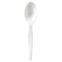 Dixie Plastic Teaspoons, Medium Weight, 100/BX, White (TM207)