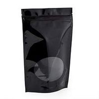 Black Solid Colored with Oval Window Stand-Up Pouch - 5-1/8 X 3-1/8 X 8-1/8 - Case 1000