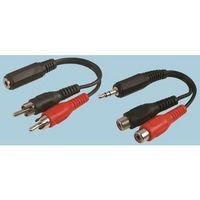 Audio/Video Cable Assembly, 3.5mm Stereo Jack Socket, RCA/Phono Plugs (2), 6