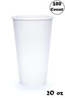 20 Ounce White Disposable Paper Hot Cups - DrinkWare on the Go - 100 Count