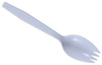 Daxwell Plastic Sporks, Medium Weight Polypropylene (PP), White, 5 3/8", A10000580 (Case of 1,000)